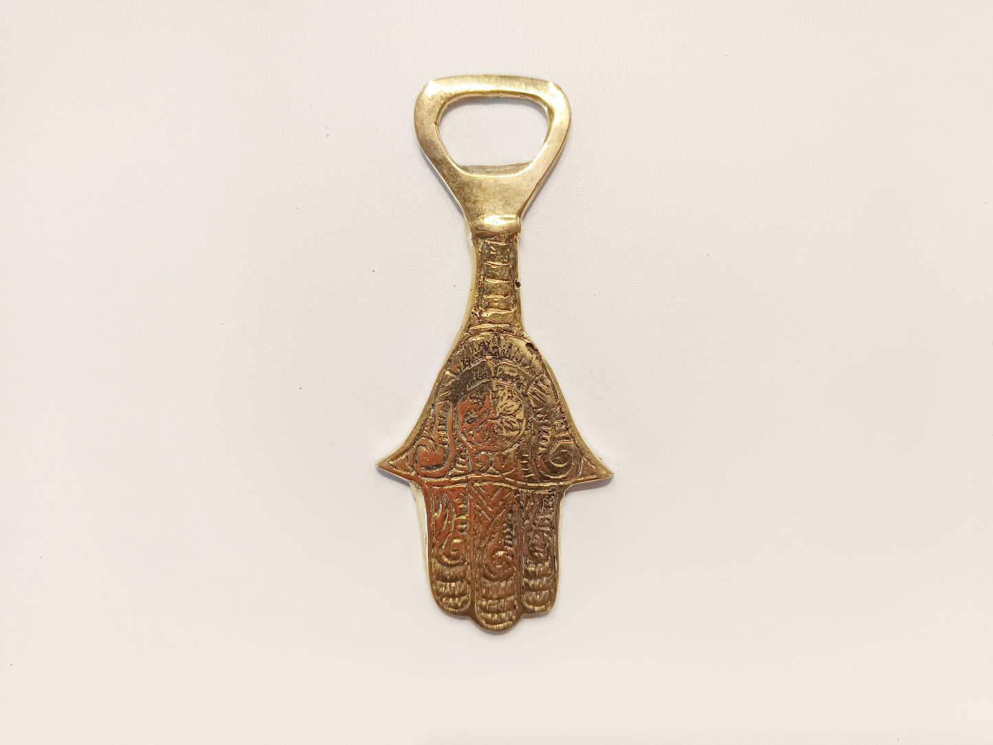 Hamsa hand brass bottle opener, antique brass protection sign beer cap opener