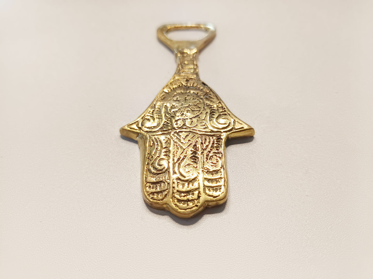 Hamsa hand brass bottle opener, antique brass protection sign beer cap opener