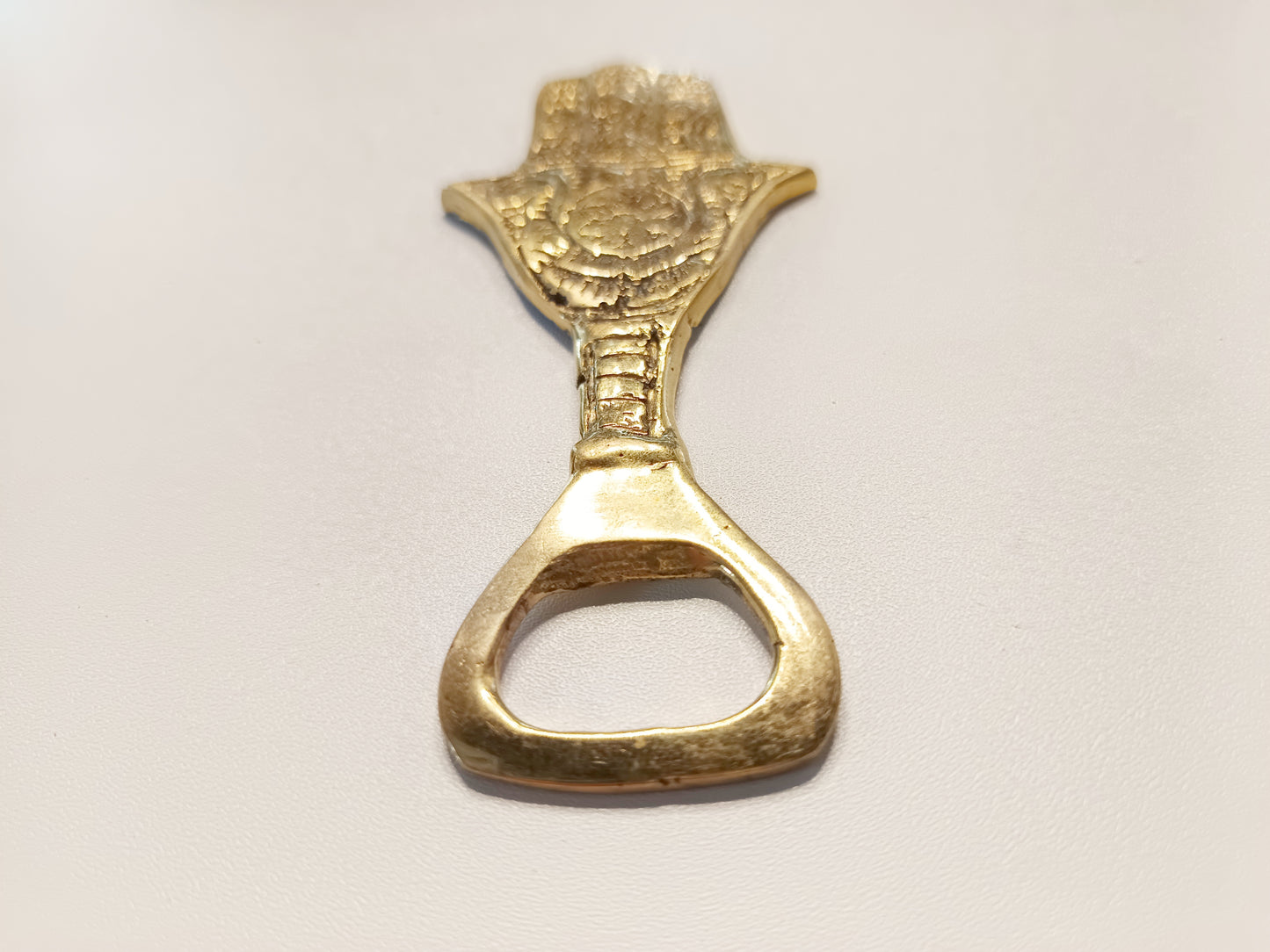 Hamsa hand brass bottle opener, antique brass protection sign beer cap opener