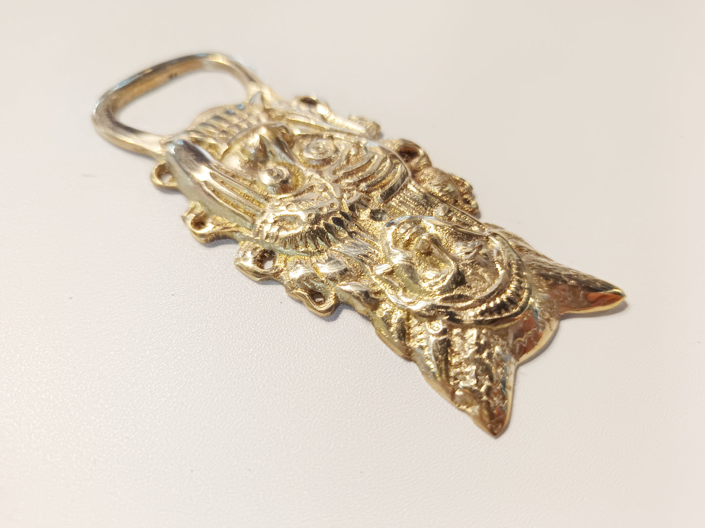 Balinese genie brass bottle opener, antique brass Balinese dancer beer cap opener