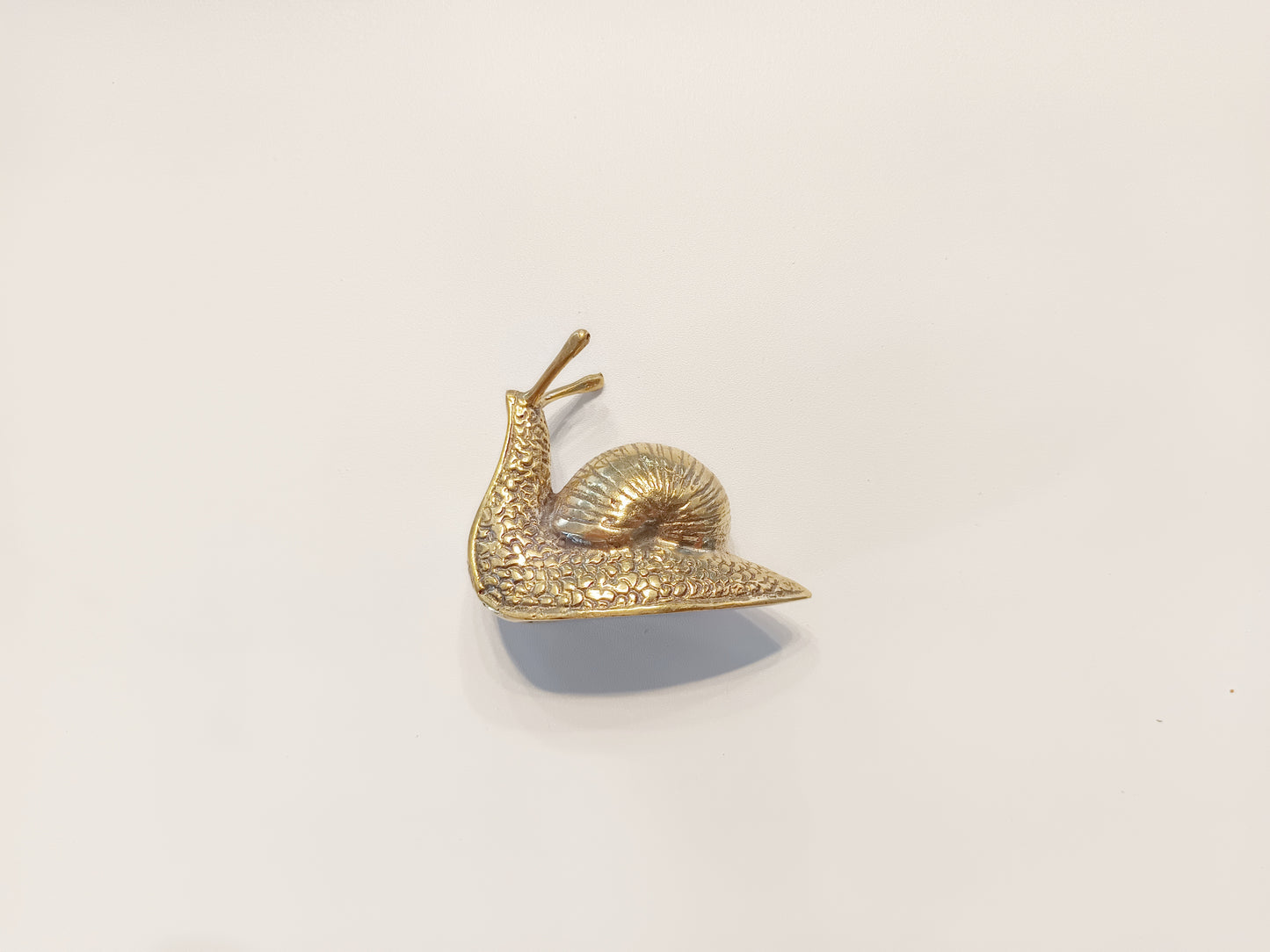 Snail brass figurine, antique brass slug miniature