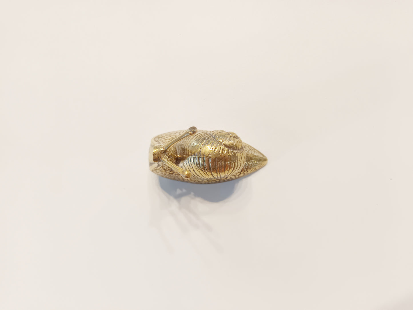 Snail brass figurine, antique brass slug miniature