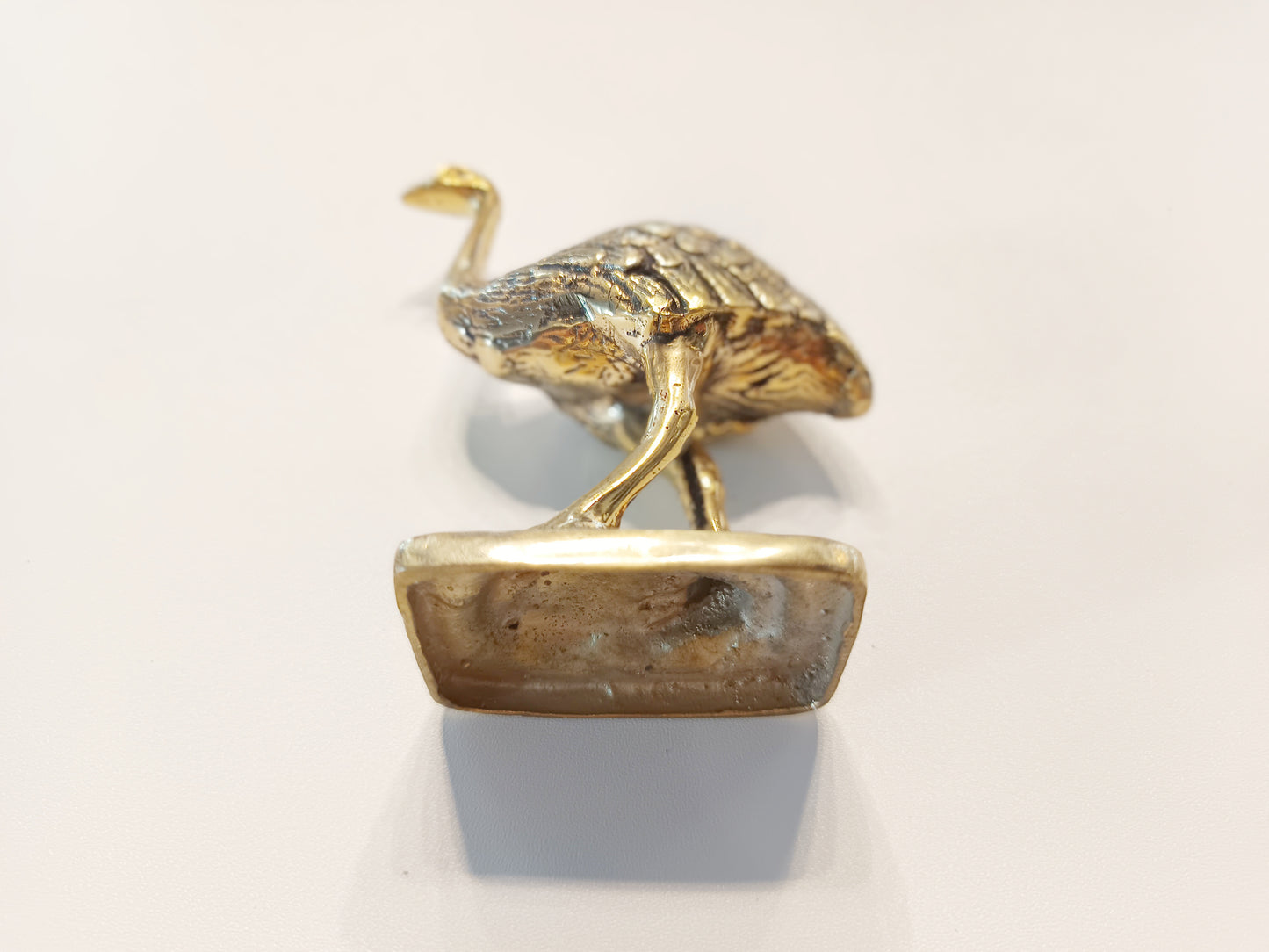 Ostrich brass figurine, antique brass land bird miniature