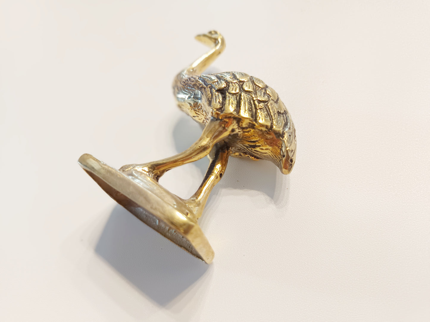 Ostrich brass figurine, antique brass land bird miniature