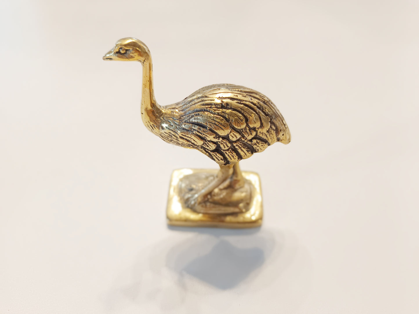 Ostrich brass figurine, antique brass land bird miniature