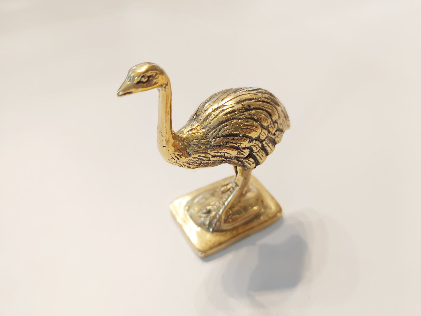 Ostrich brass figurine, antique brass land bird miniature