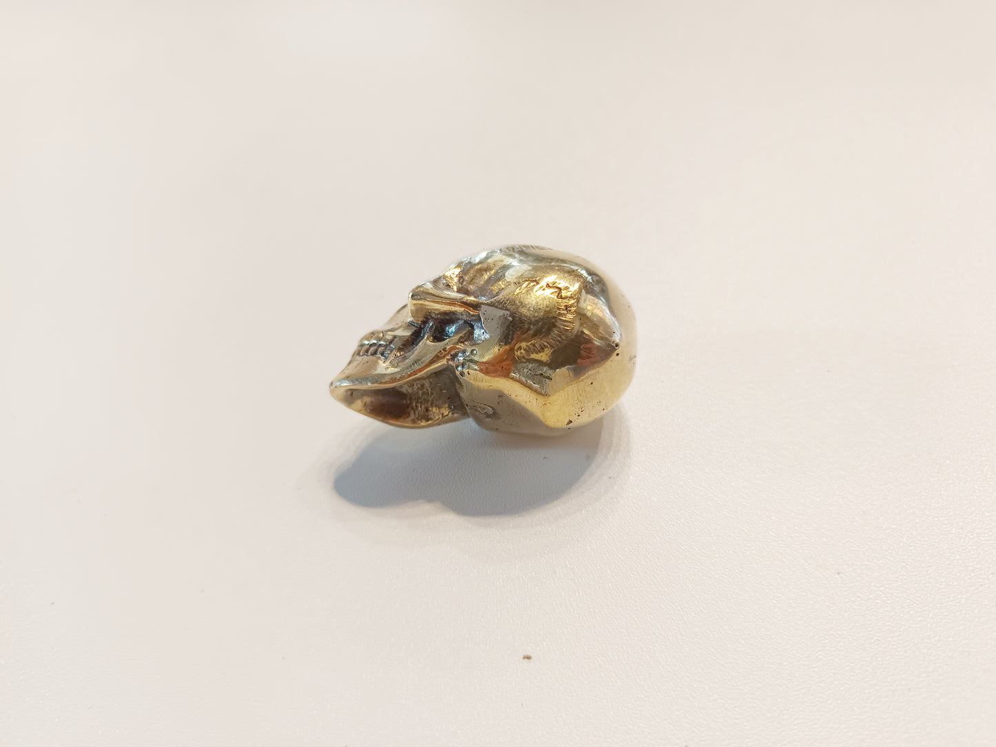 Skull brass figurine, antique brass cranium miniature