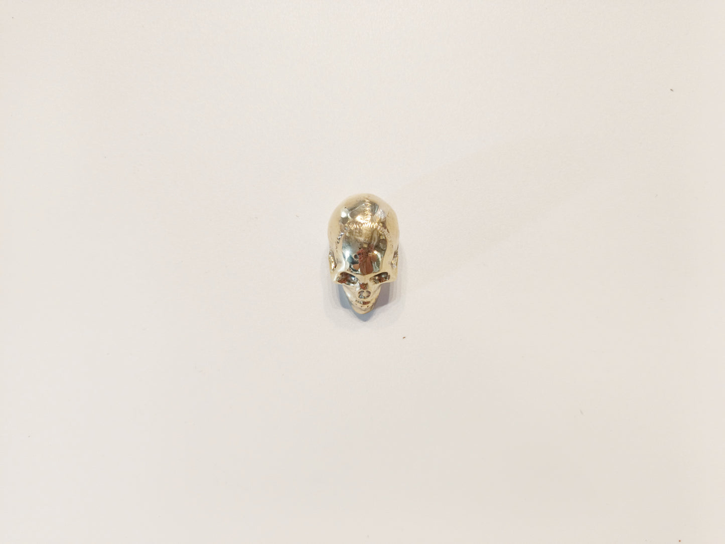 Skull brass figurine, antique brass cranium miniature