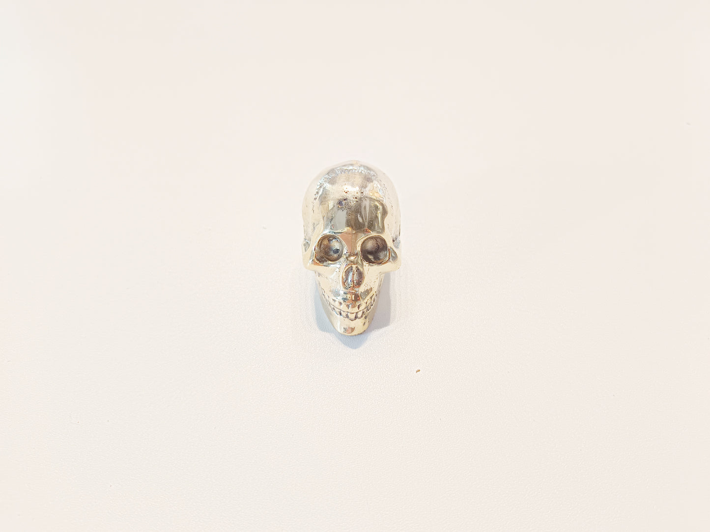 Skull brass figurine, antique brass cranium miniature