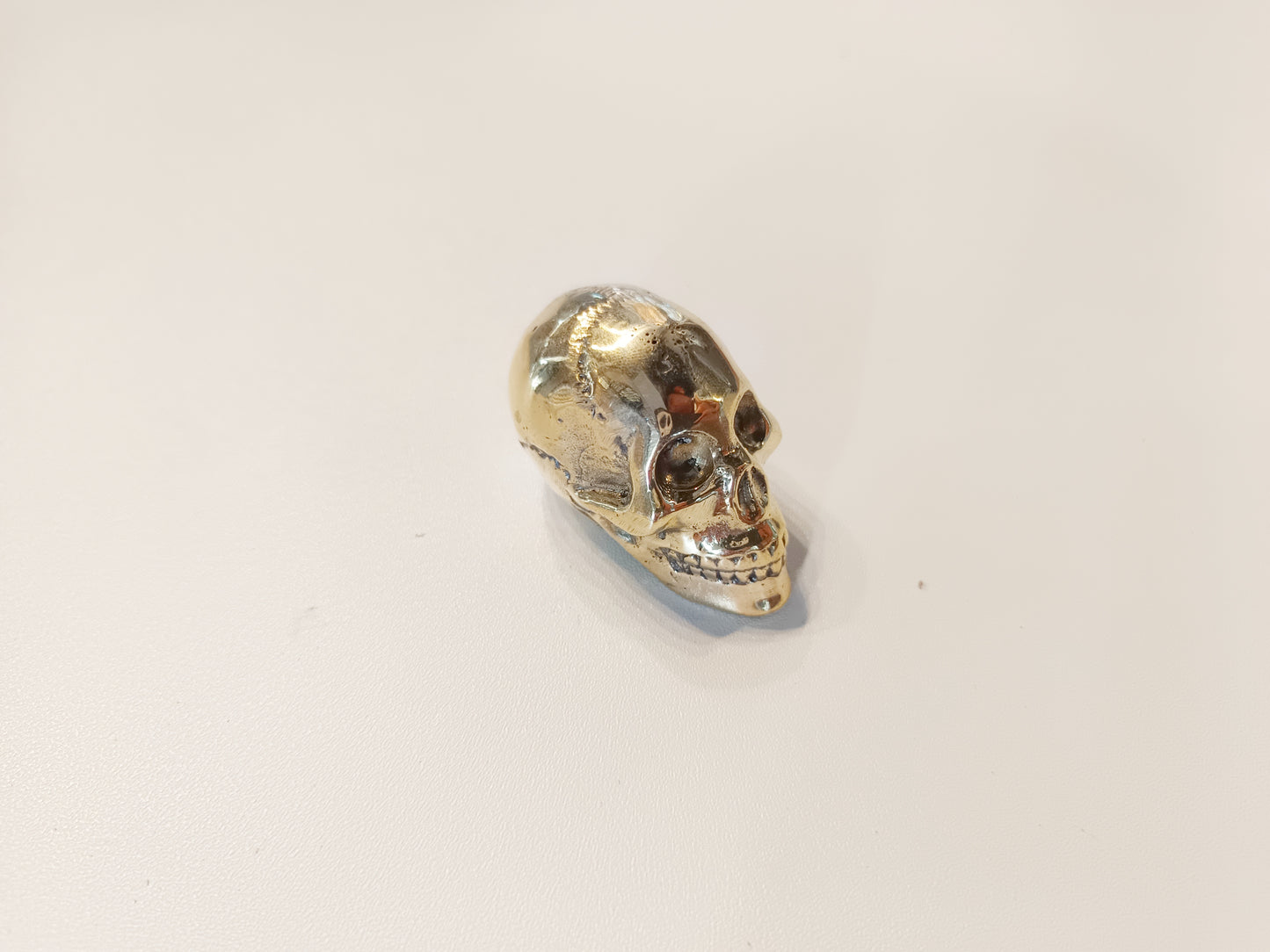 Skull brass figurine, antique brass cranium miniature
