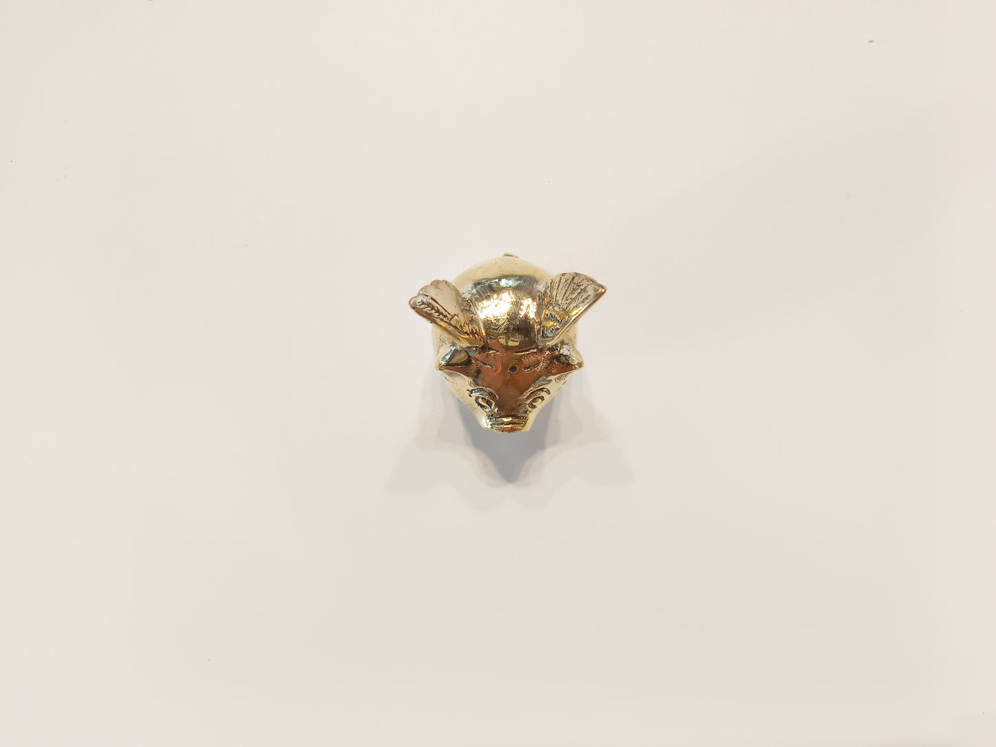Flying pig brass figurine, antique brass winged pig miniature.