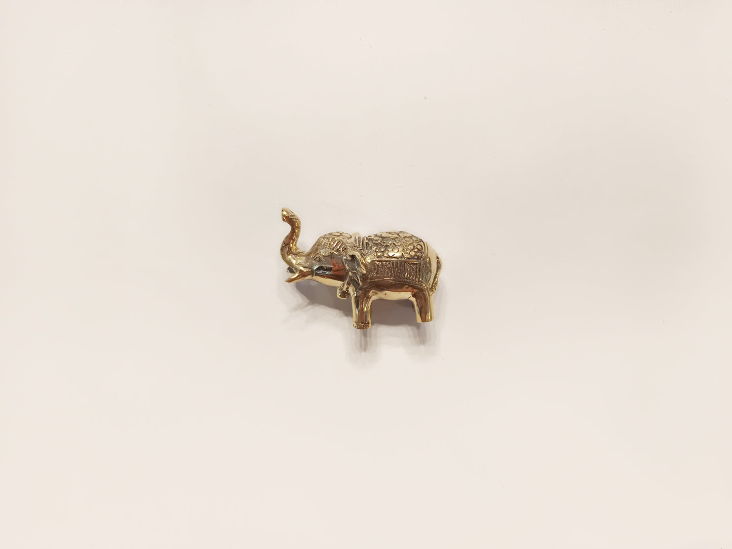 Elephant brass figurine, antique brass mammoth miniature.