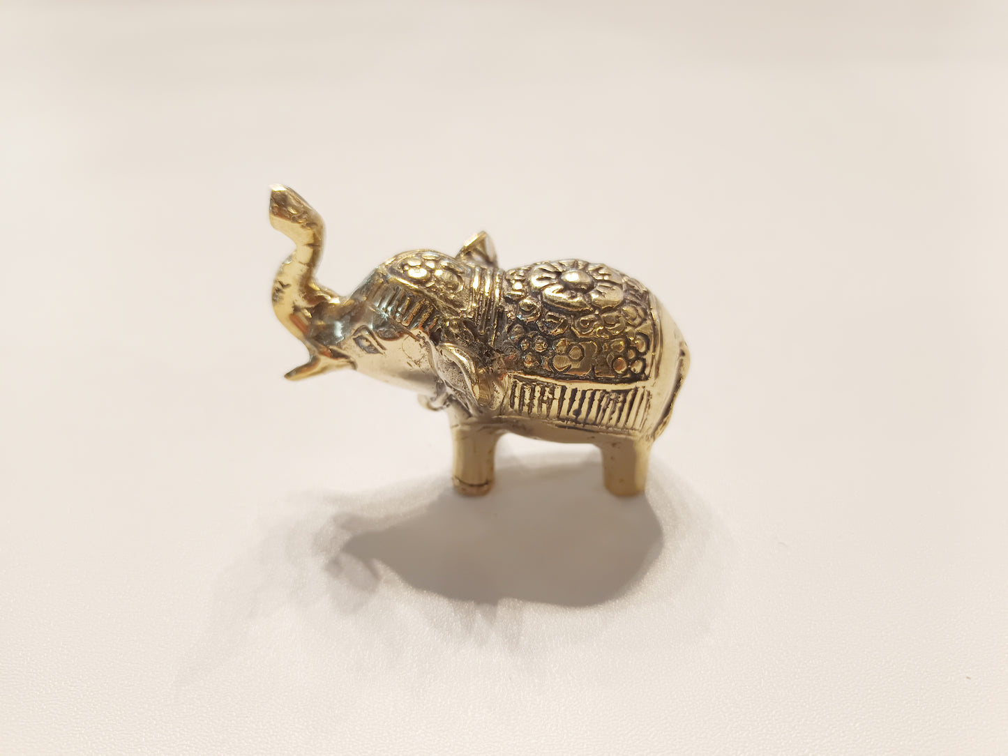 Elephant brass figurine, antique brass mammoth miniature.