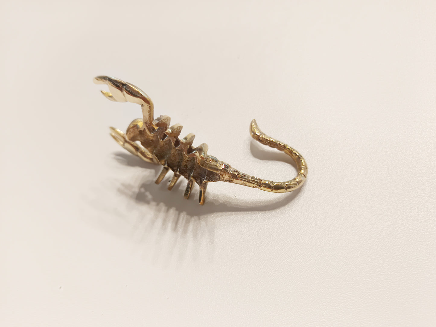 Scorpion brass figurine, antique brass dessert creature miniature.