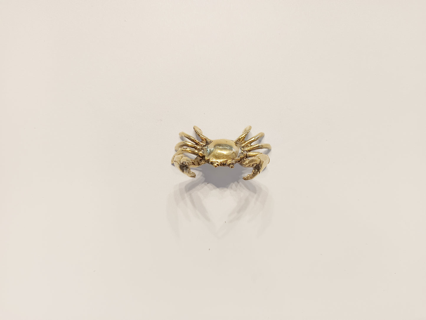 Crab brass figurine, antique brass spider sea crab miniature.