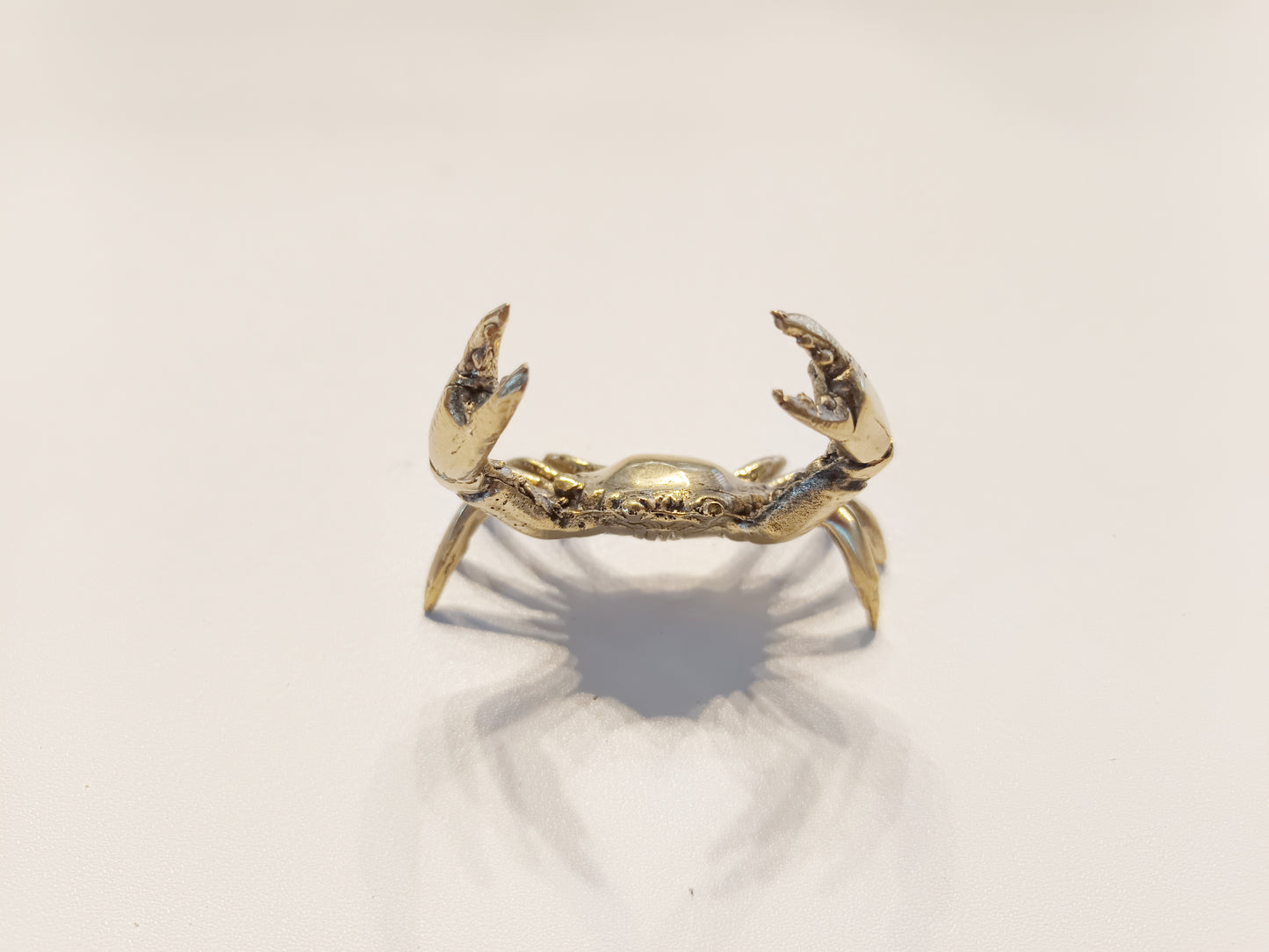Crab brass figurine, antique brass spider sea crab miniature.