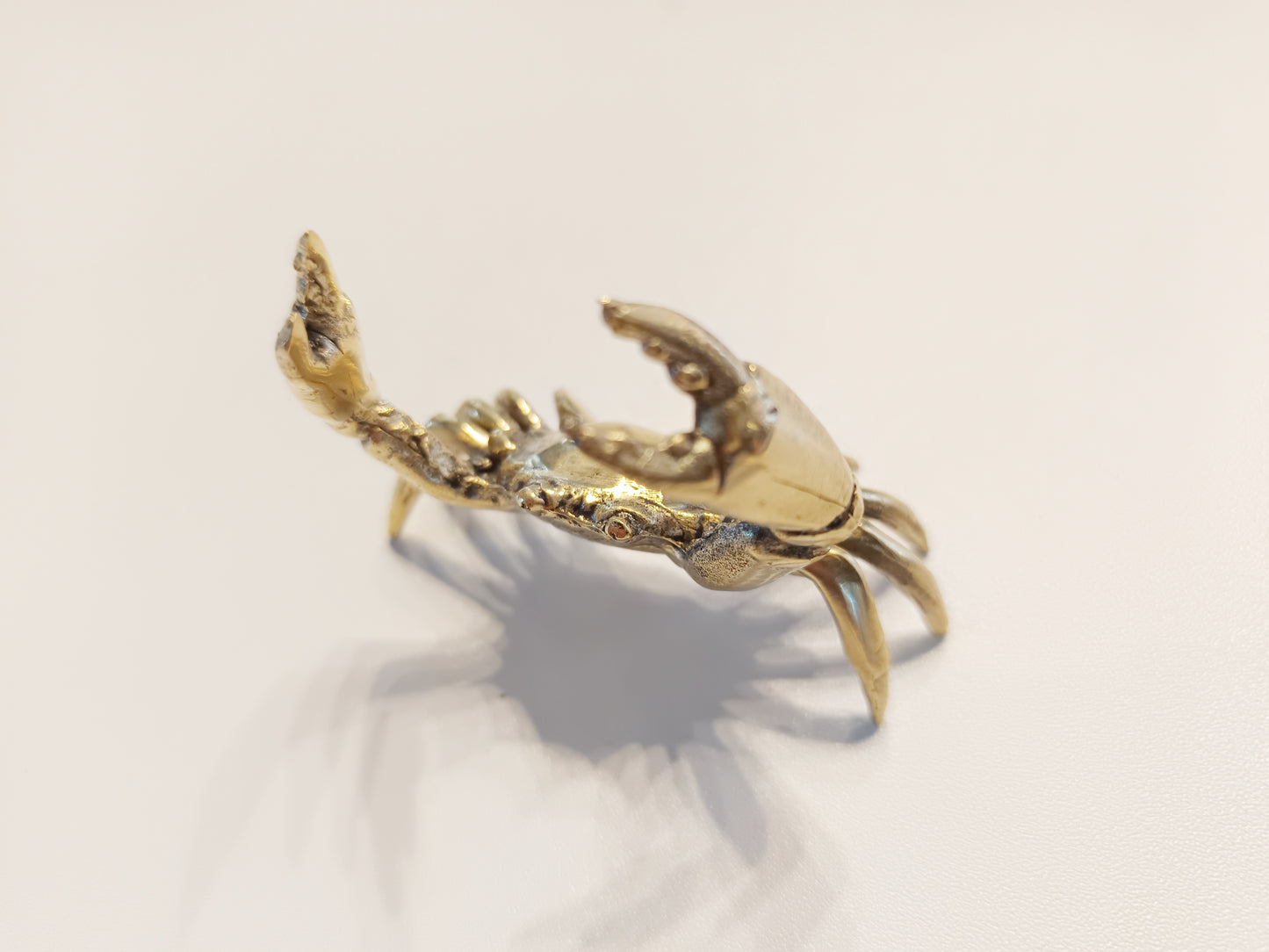 Crab brass figurine, antique brass spider sea crab miniature.
