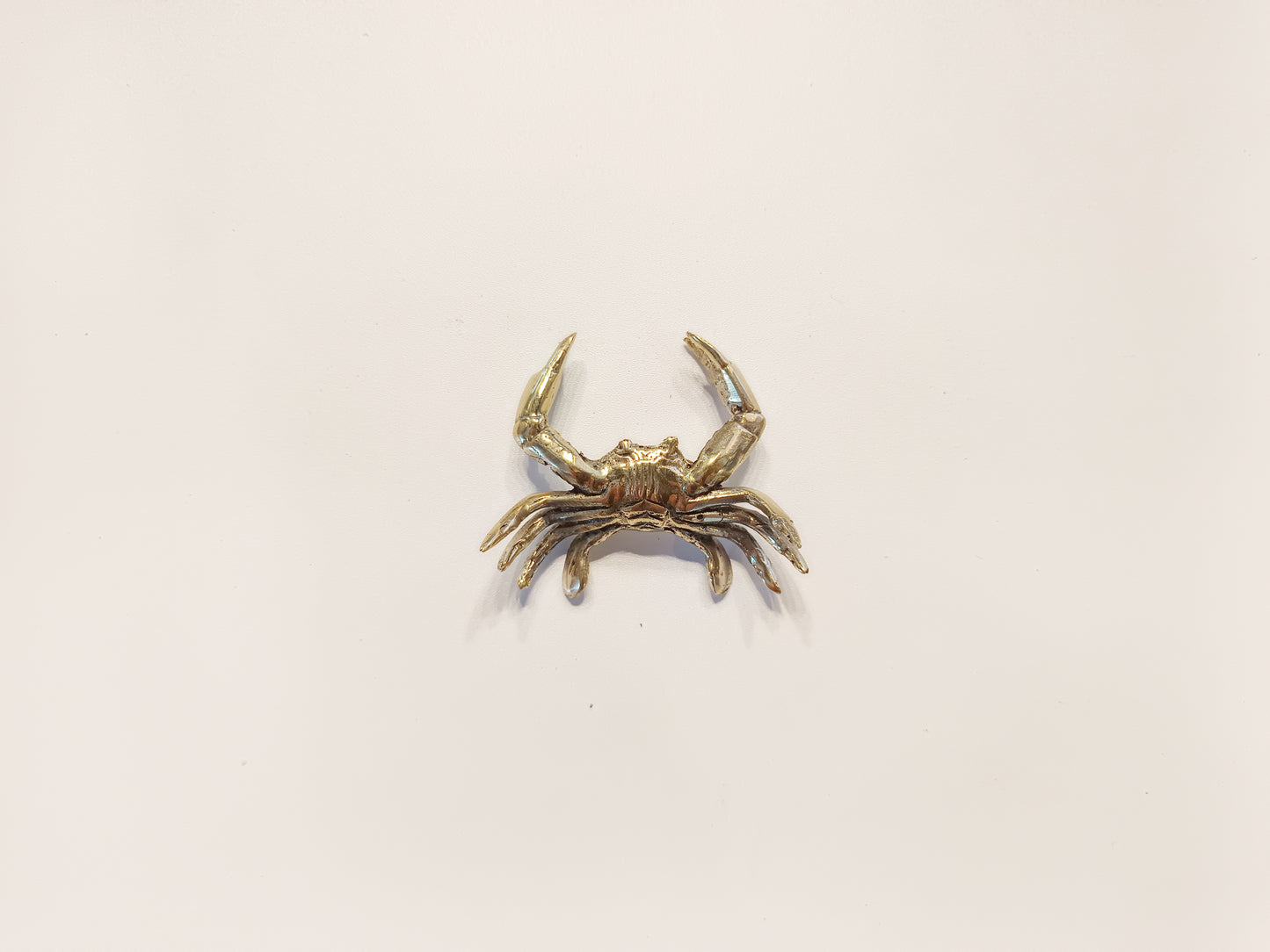 Crab brass figurine, antique brass spider sea crab miniature.
