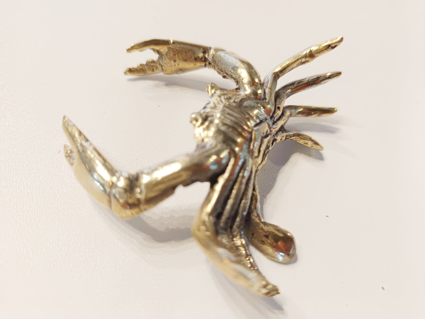 Crab brass figurine, antique brass spider sea crab miniature.