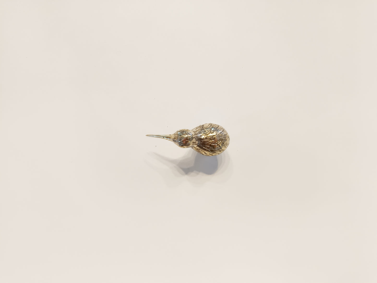 Kiwi bird brass figurine, antique brass extinct bird miniature.