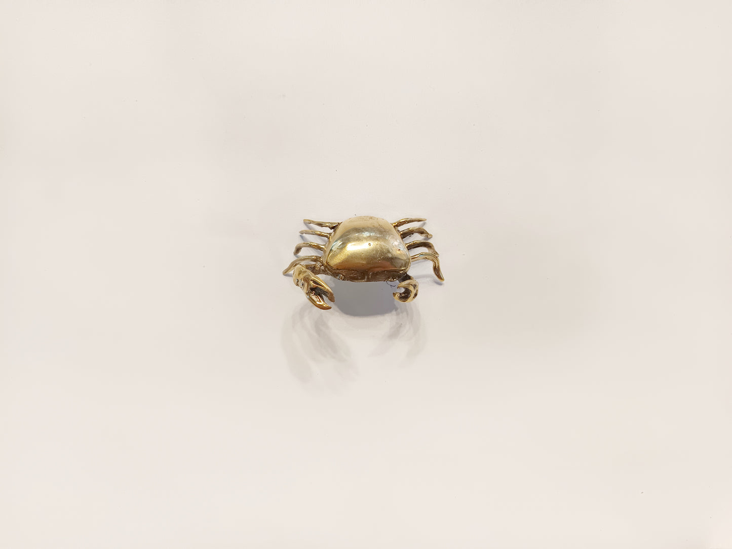 Crab brass figurine, antique brass cancer miniature.