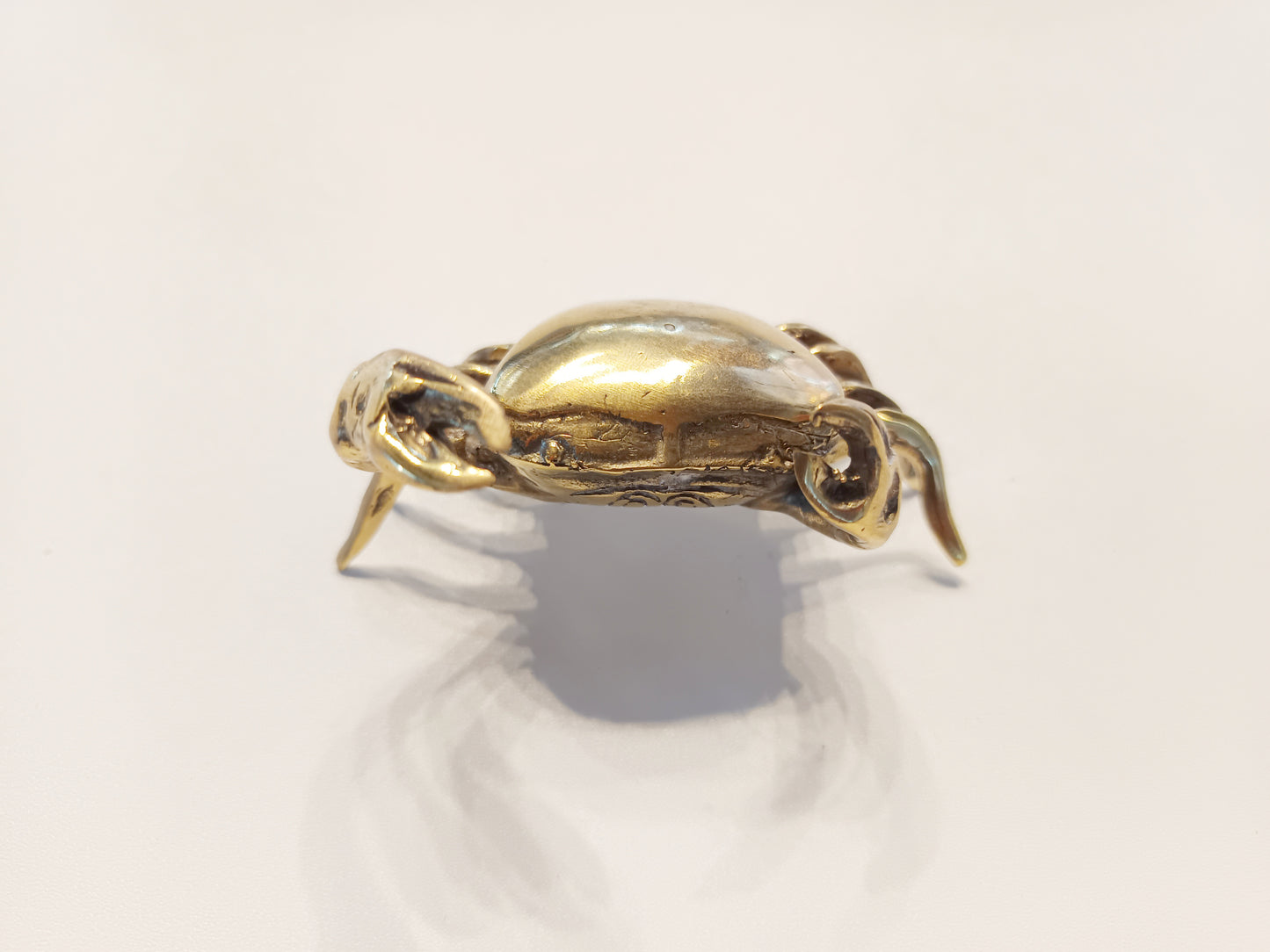 Crab brass figurine, antique brass cancer miniature.