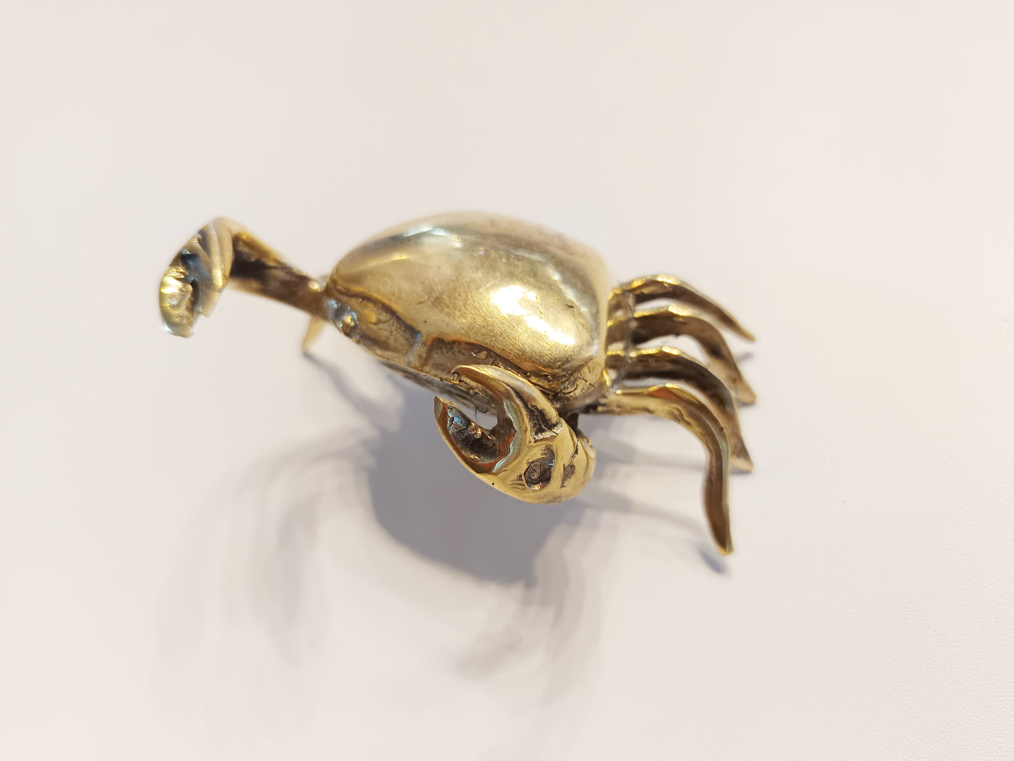 Crab brass figurine, antique brass cancer miniature.