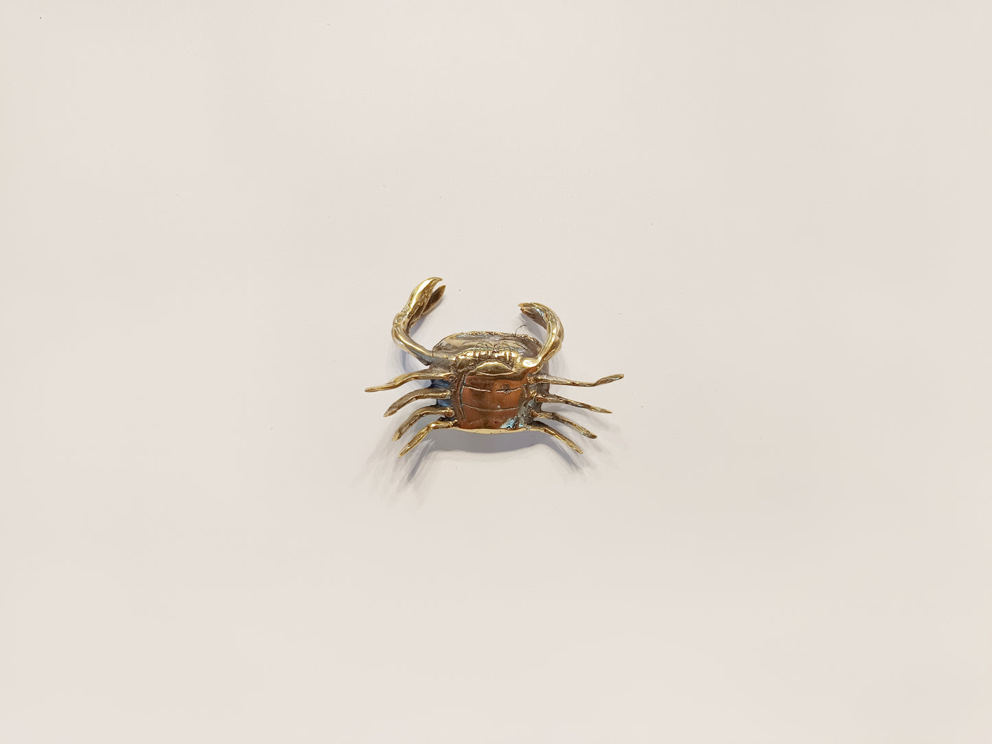 Crab brass figurine, antique brass cancer miniature.