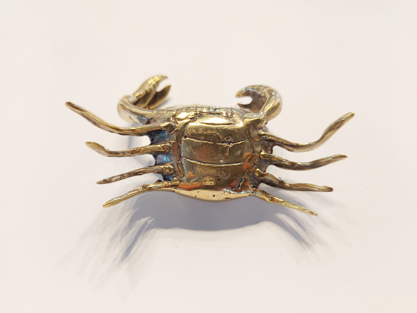 Crab brass figurine, antique brass cancer miniature.