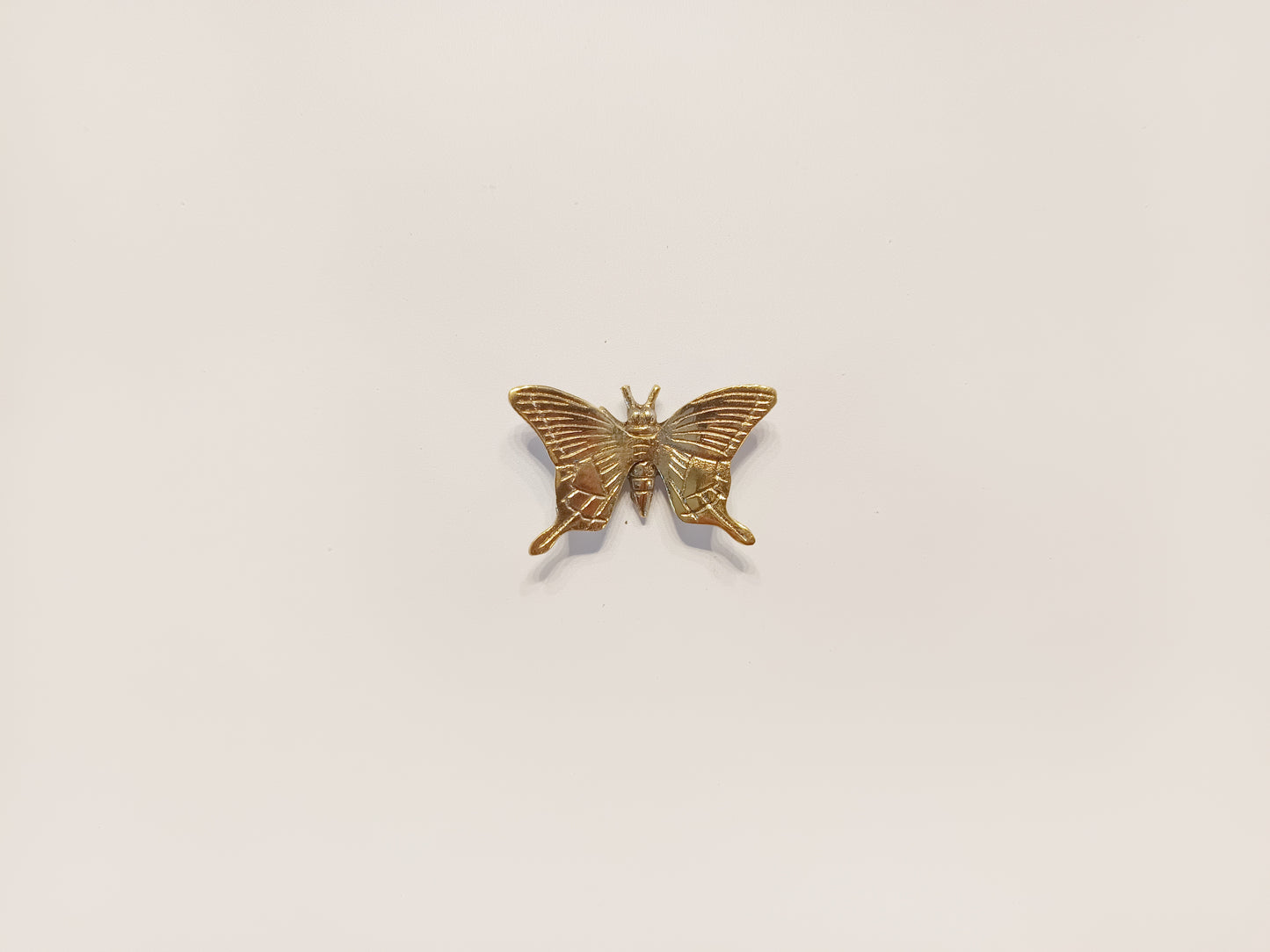 Fly brass figurine, antique brass flying insect miniature.