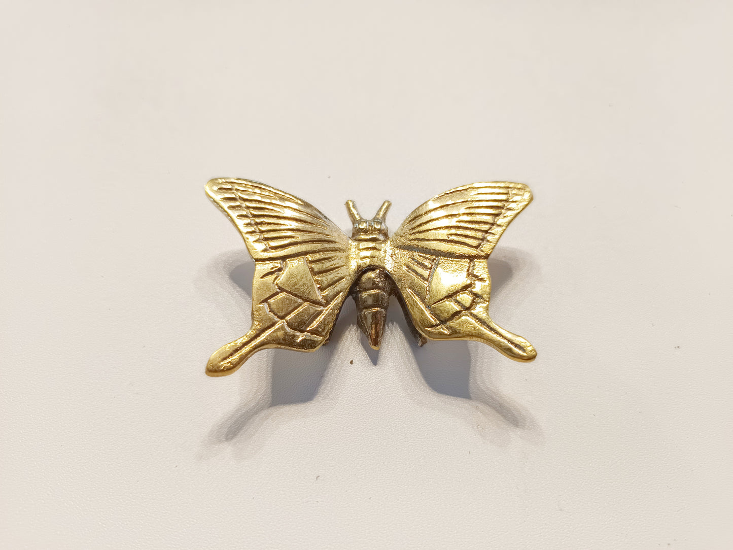 Fly brass figurine, antique brass flying insect miniature.