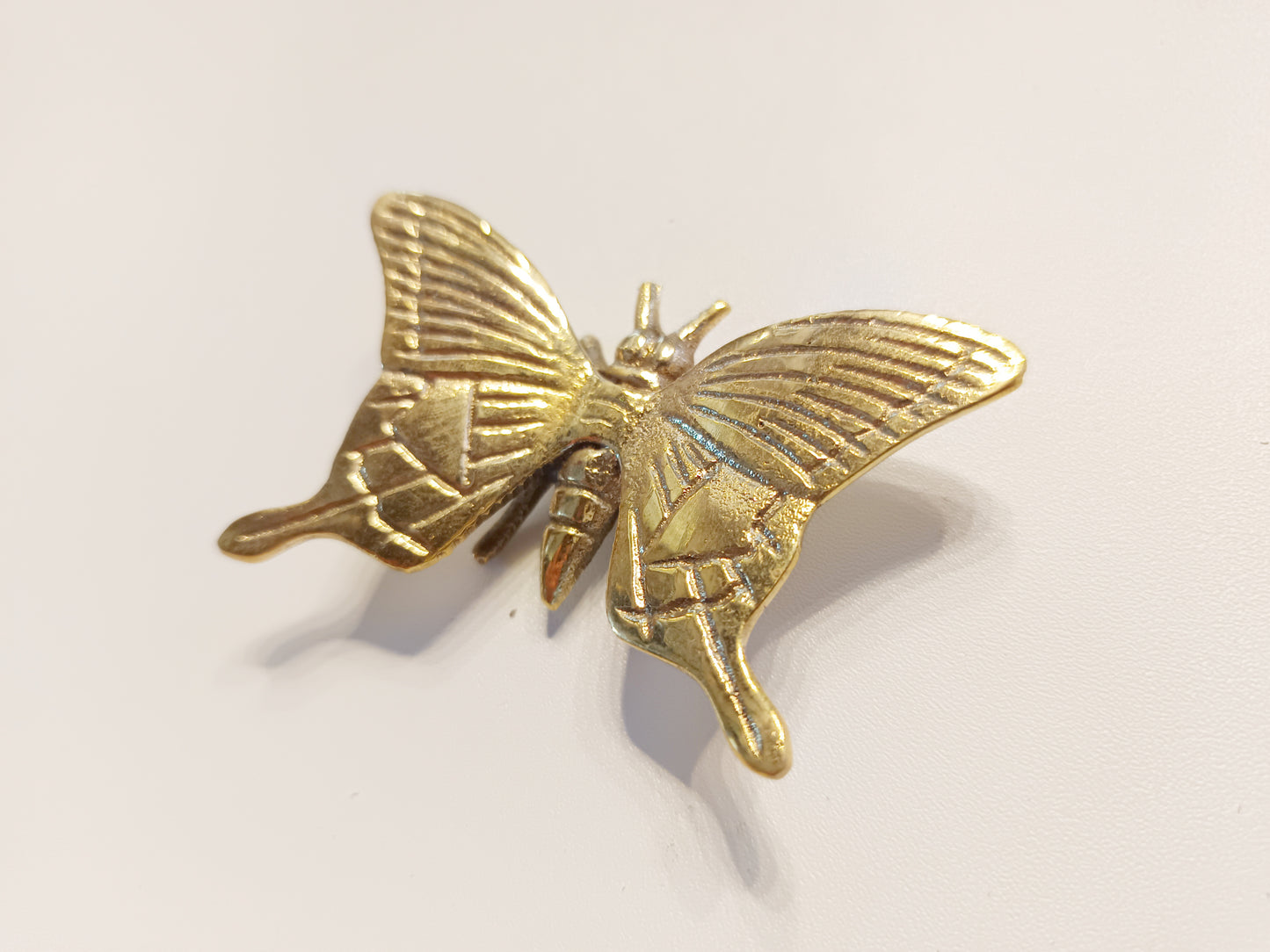 Fly brass figurine, antique brass flying insect miniature.