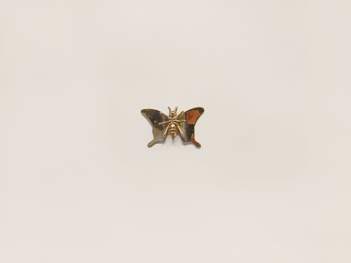 Fly brass figurine, antique brass flying insect miniature.