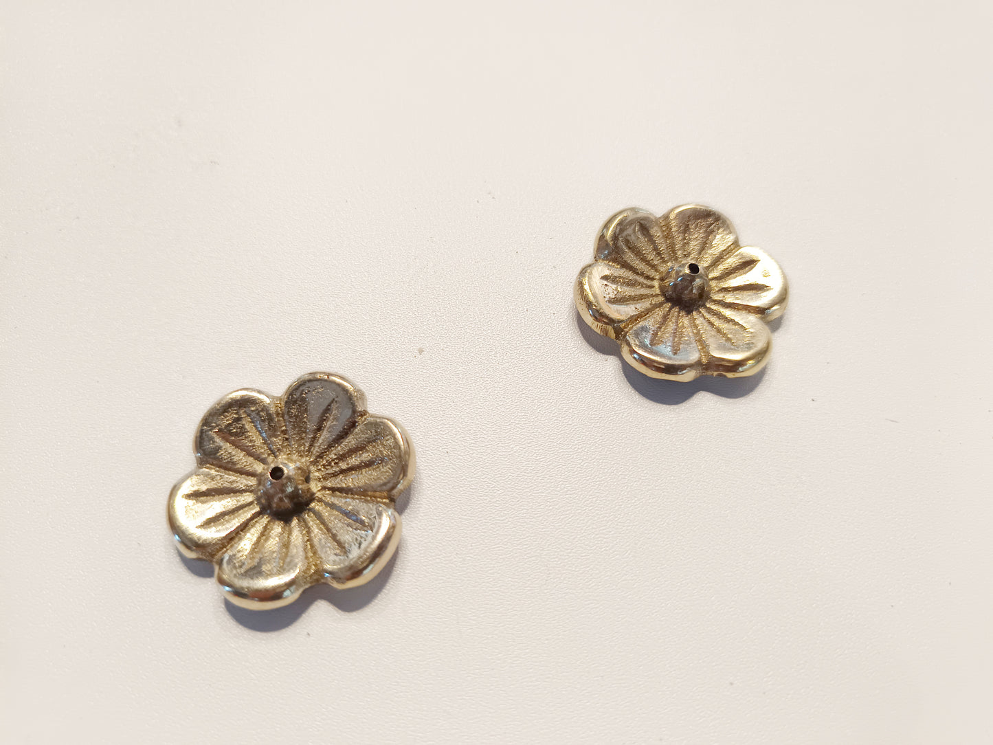 Brass small hibiscus flower incense stick holder, set of 2