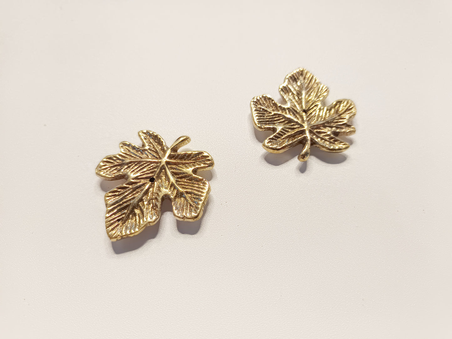 Brass small maple leaf incense stick holder, set of 2