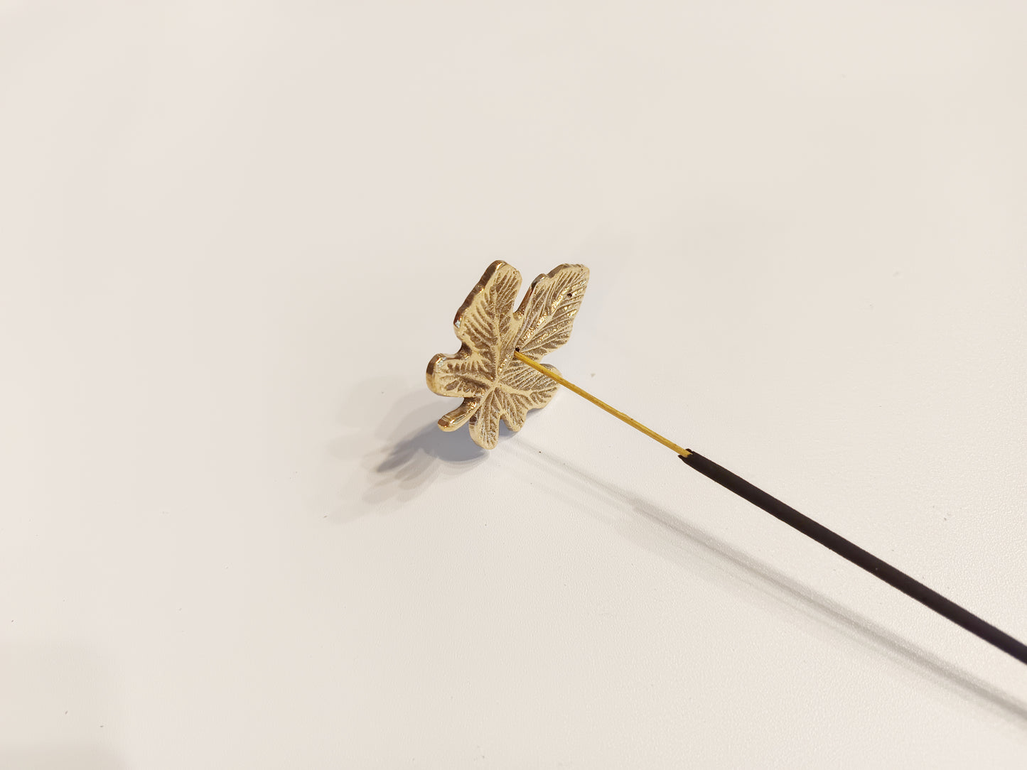 Brass small maple leaf incense stick holder, set of 2