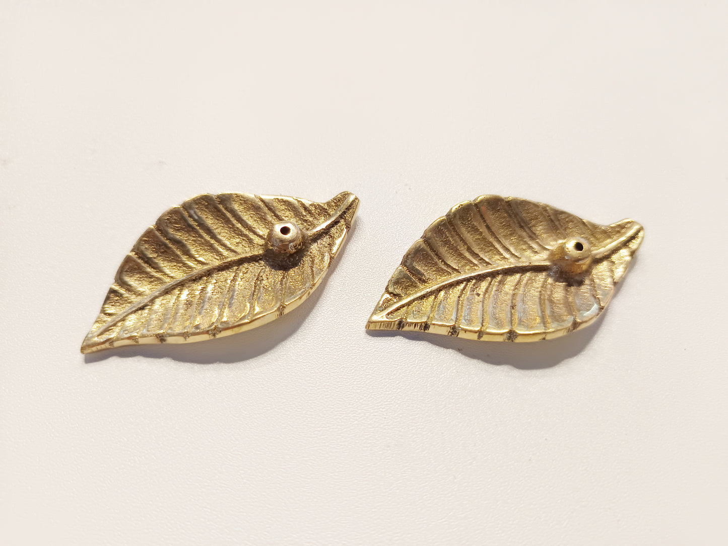 Brass small branch leaf incense stick holder, set of 2