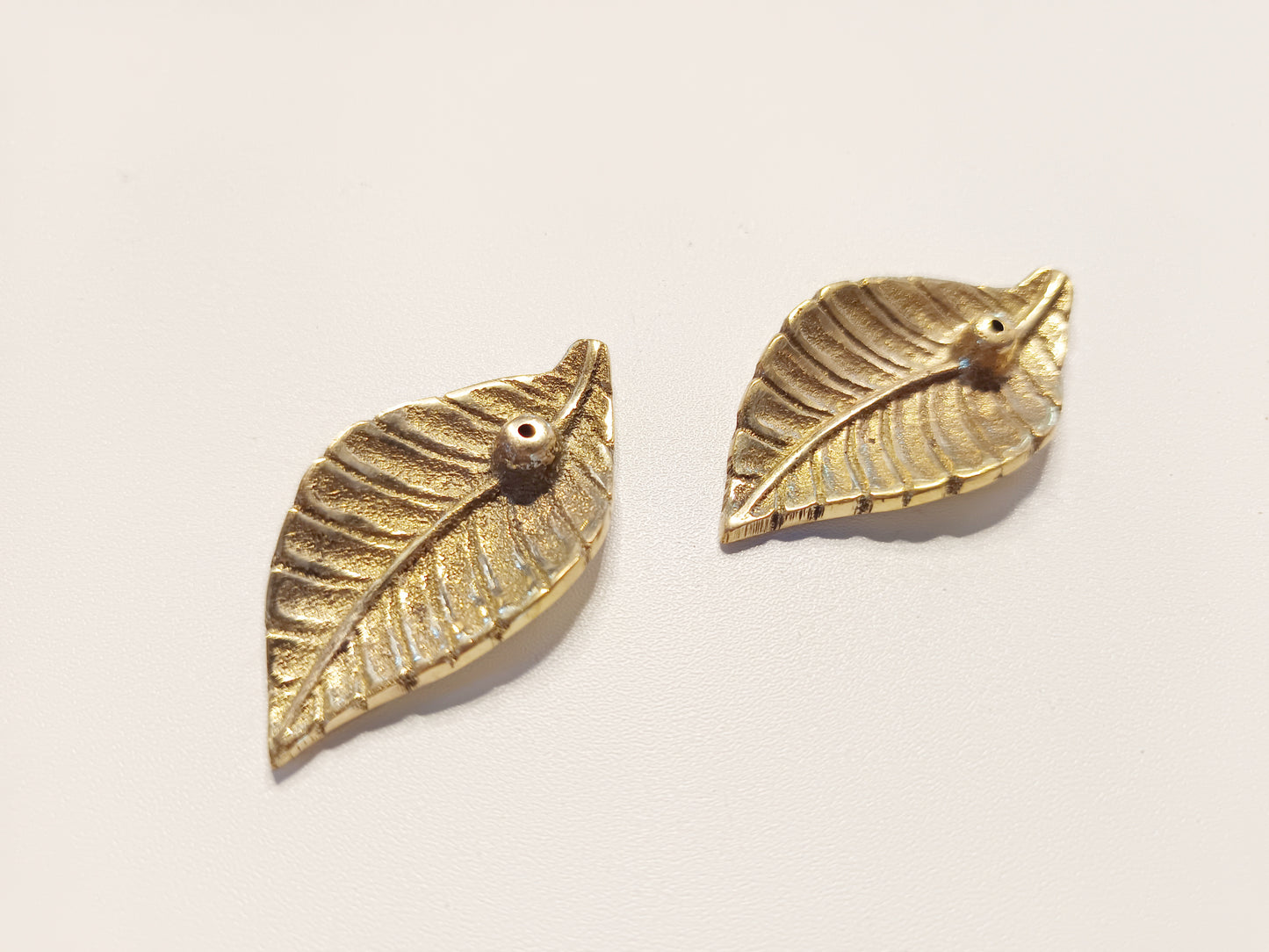 Brass small branch leaf incense stick holder, set of 2