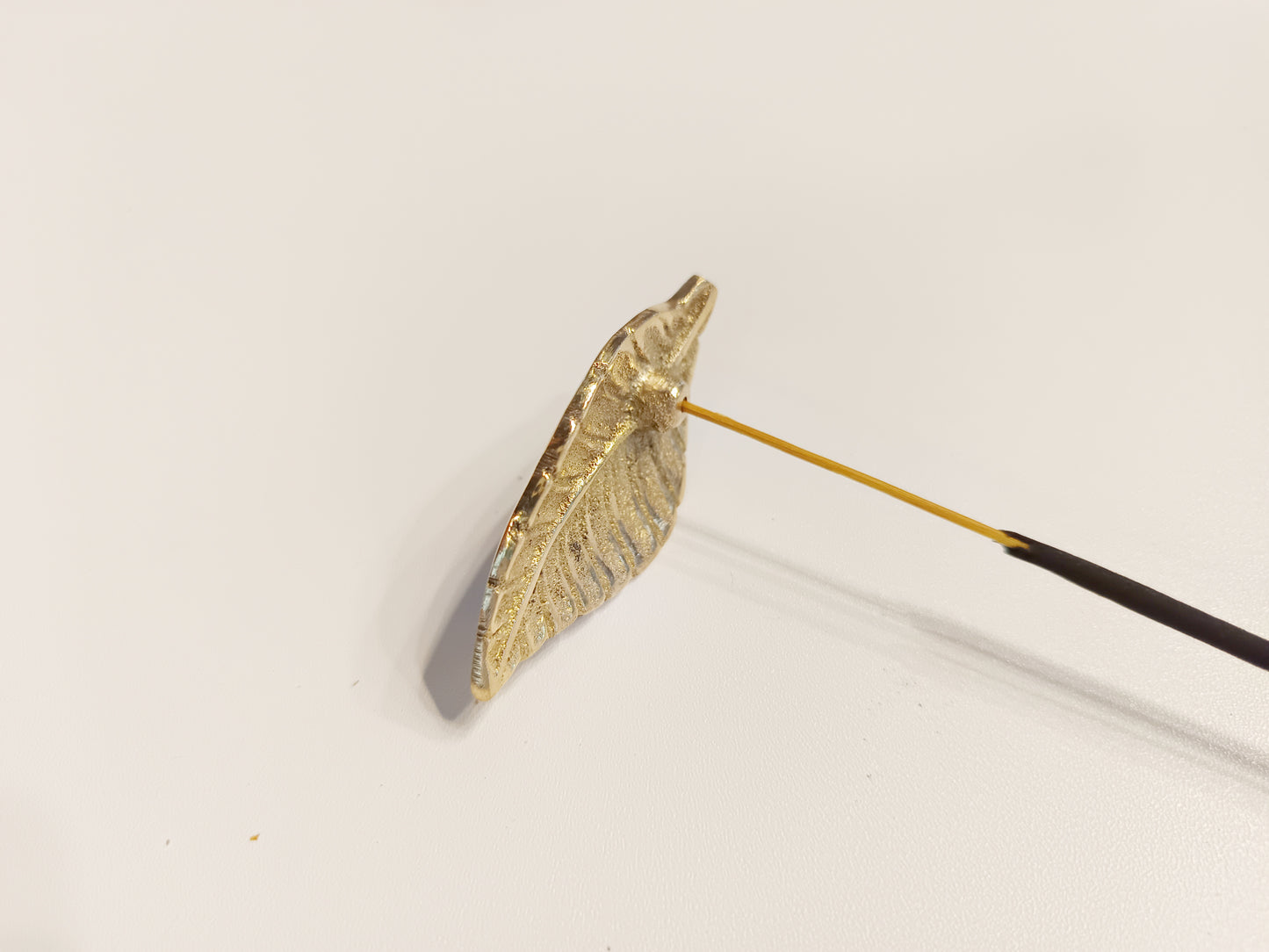Brass small branch leaf incense stick holder, set of 2