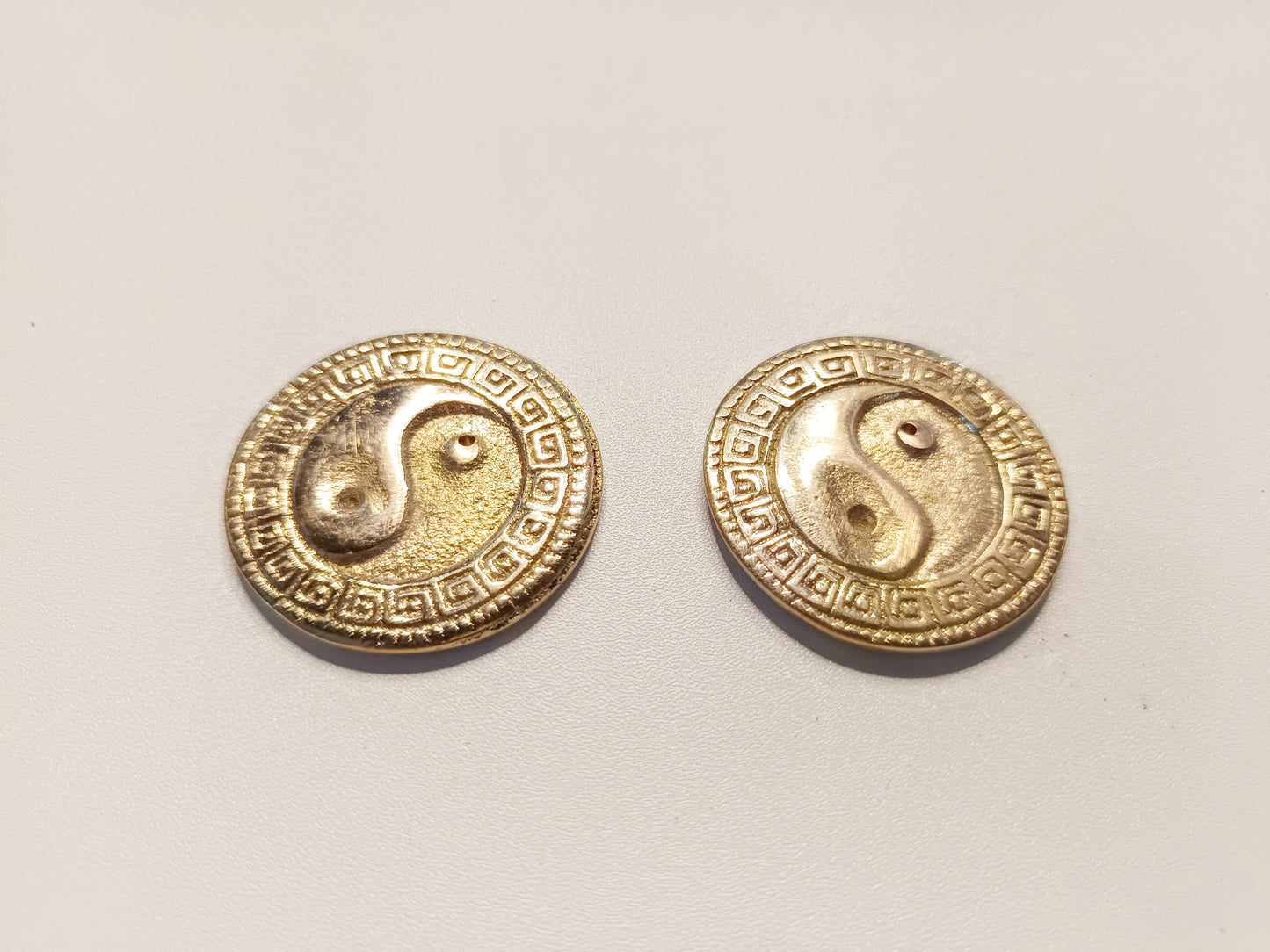 Brass small yin yang incense stick holder, set of 2