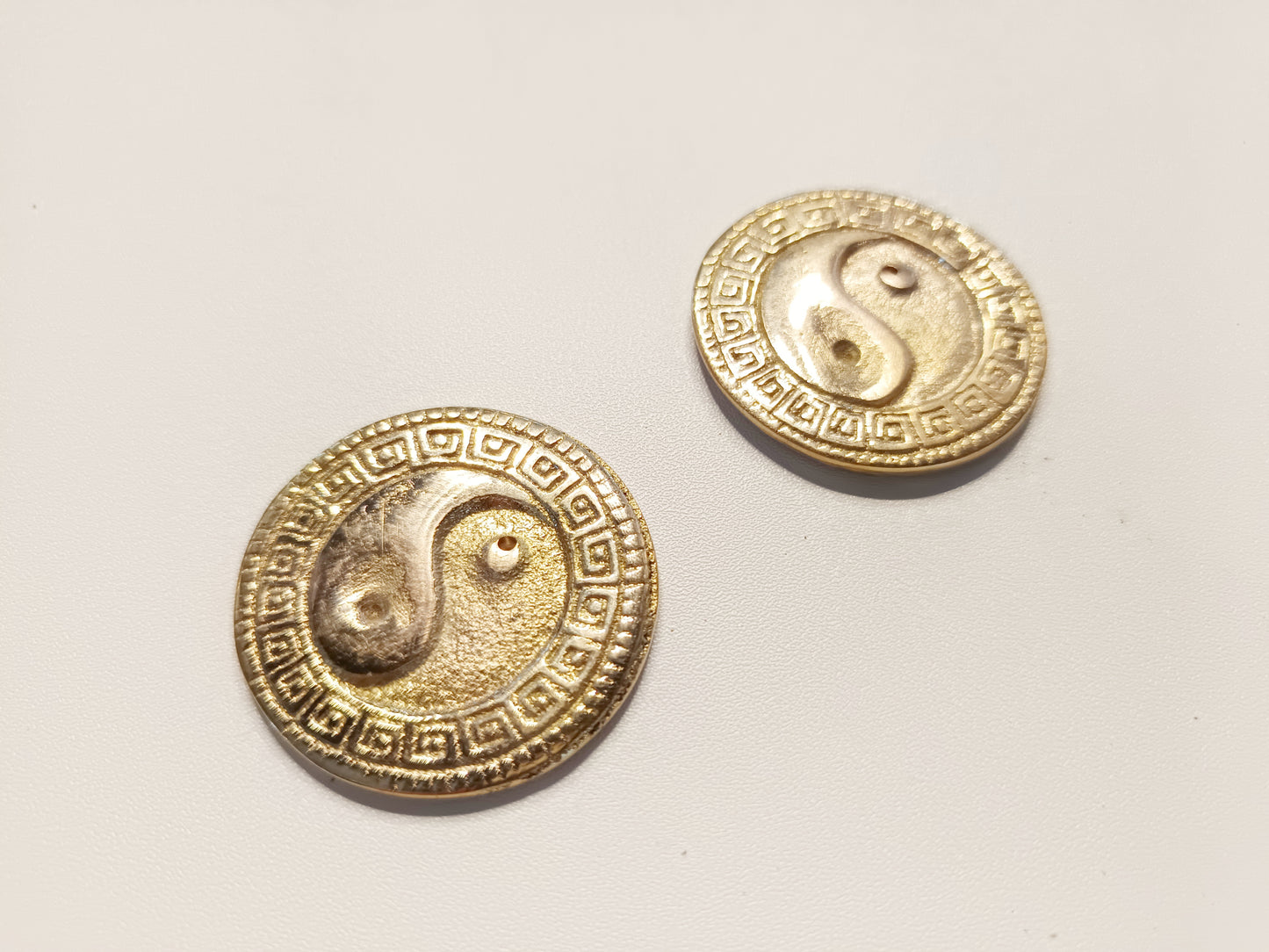 Brass small yin yang incense stick holder, set of 2