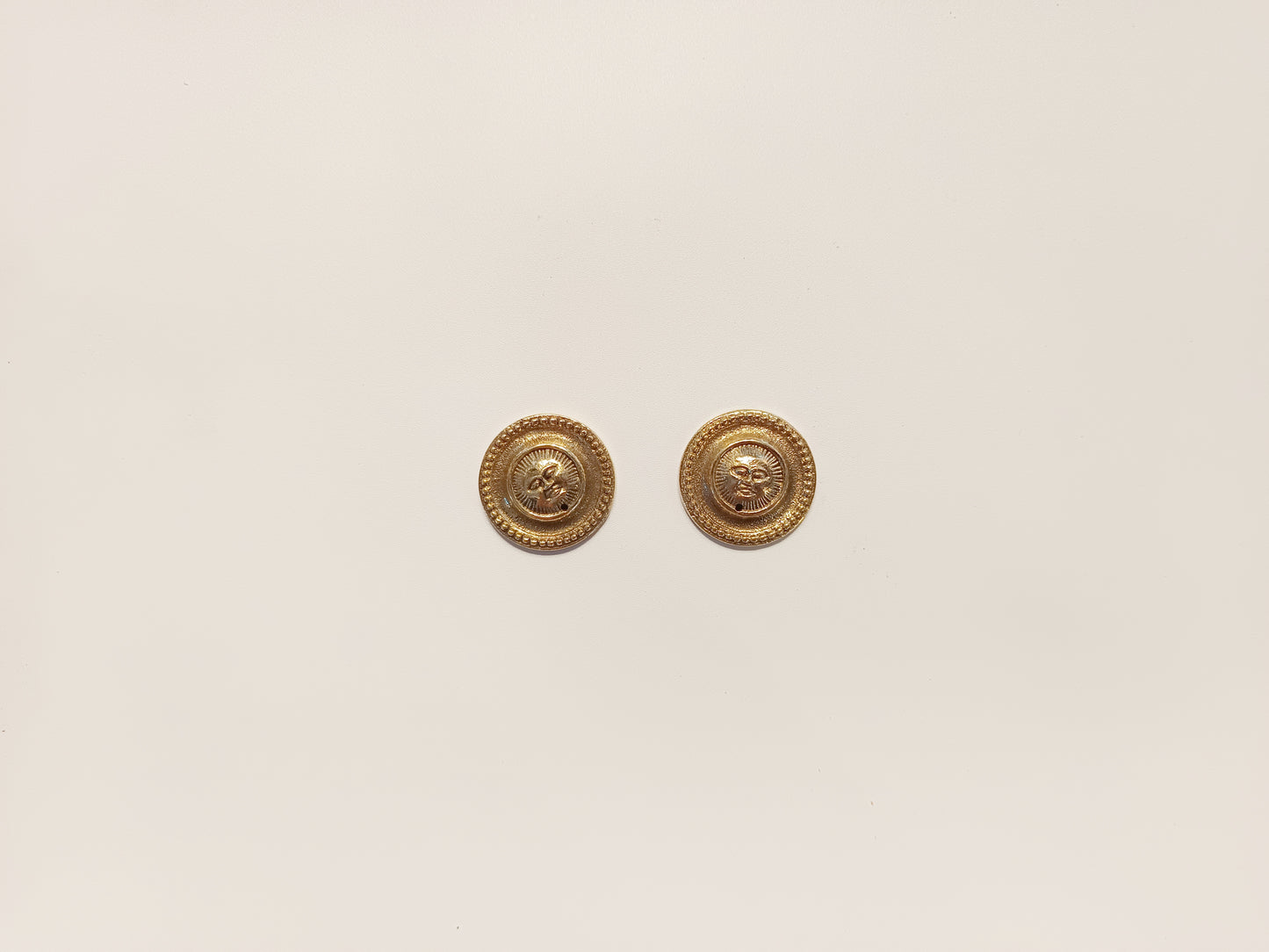 Brass small Aztec face incense stick holder, set of 2