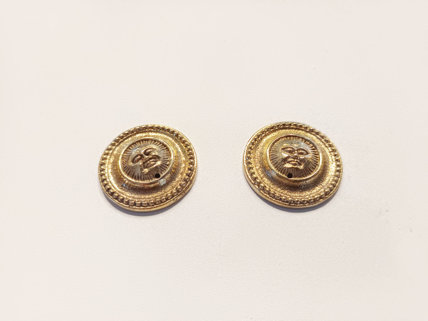 Brass small Aztec face incense stick holder, set of 2