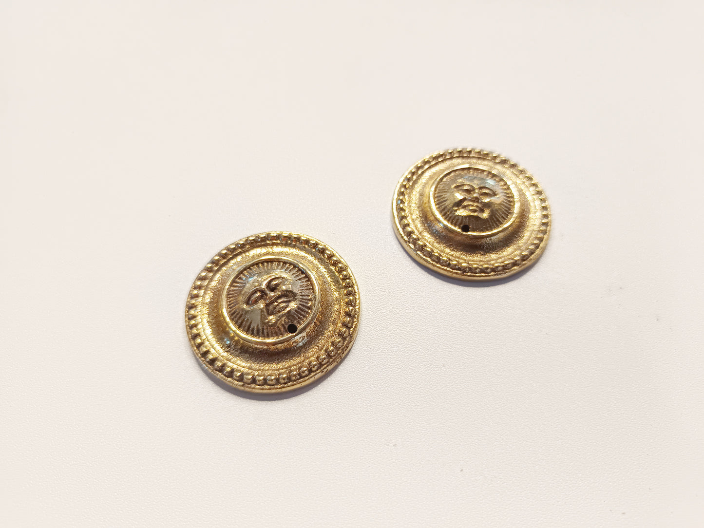 Brass small Aztec face incense stick holder, set of 2