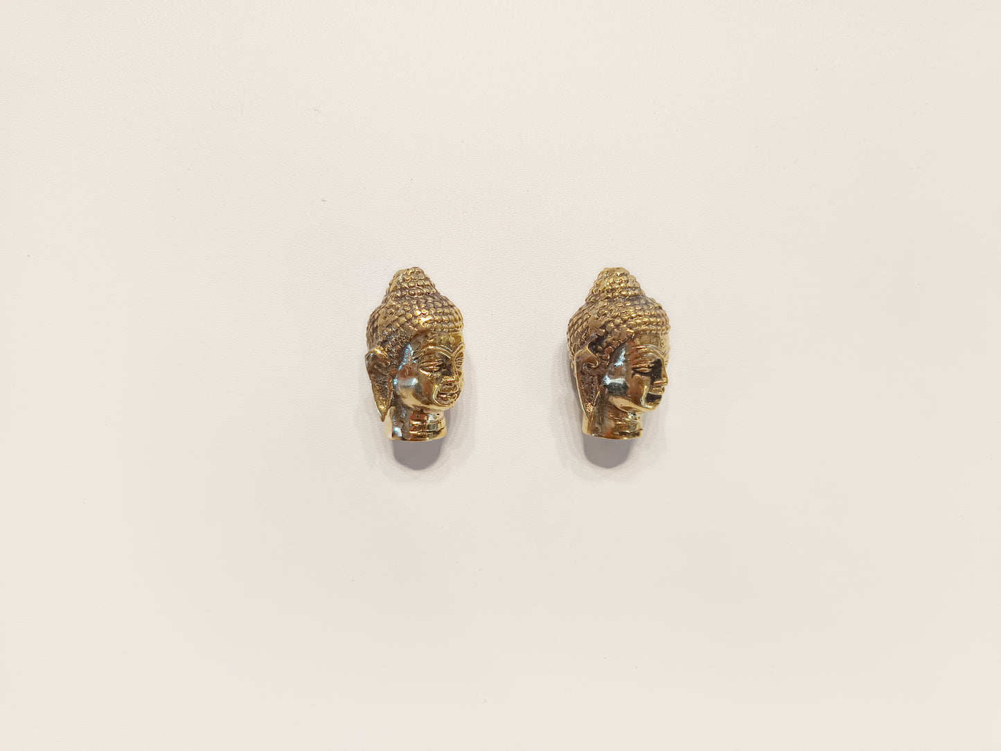 Brass small Buddha head incense stick holder, set of 2