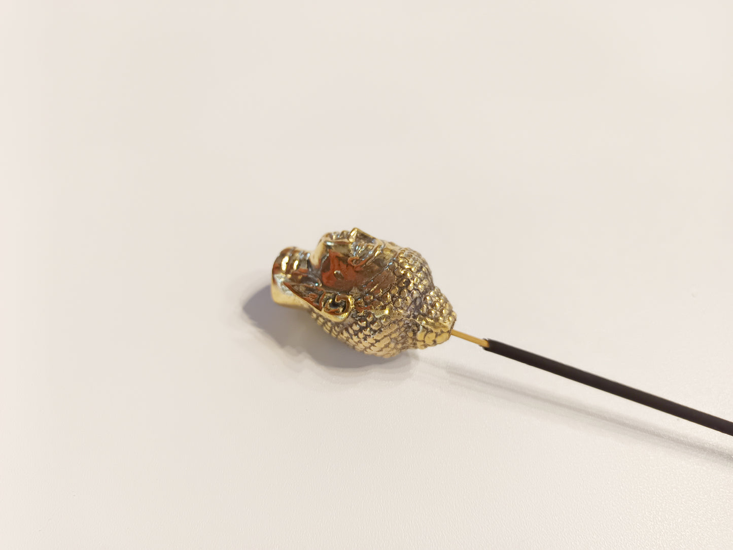 Brass small Buddha head incense stick holder, set of 2
