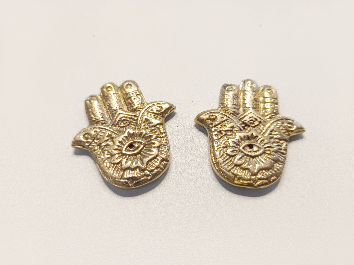 Brass small hamsa hand incense stick holder, set of 2