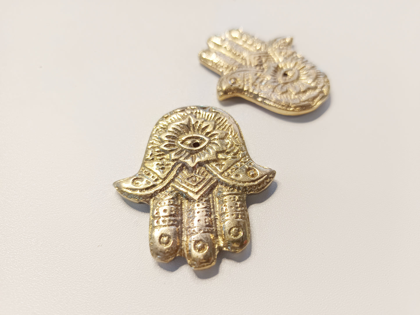 Brass small hamsa hand incense stick holder, set of 2