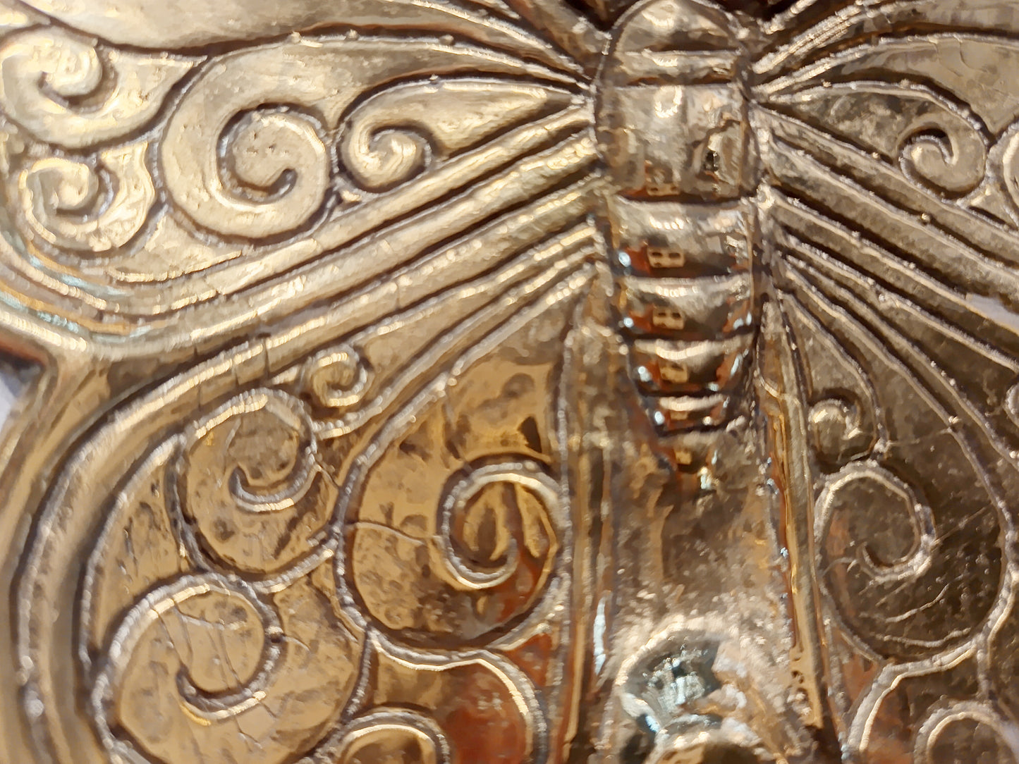 Butterfly brass ring dish, antique brass trinket plate