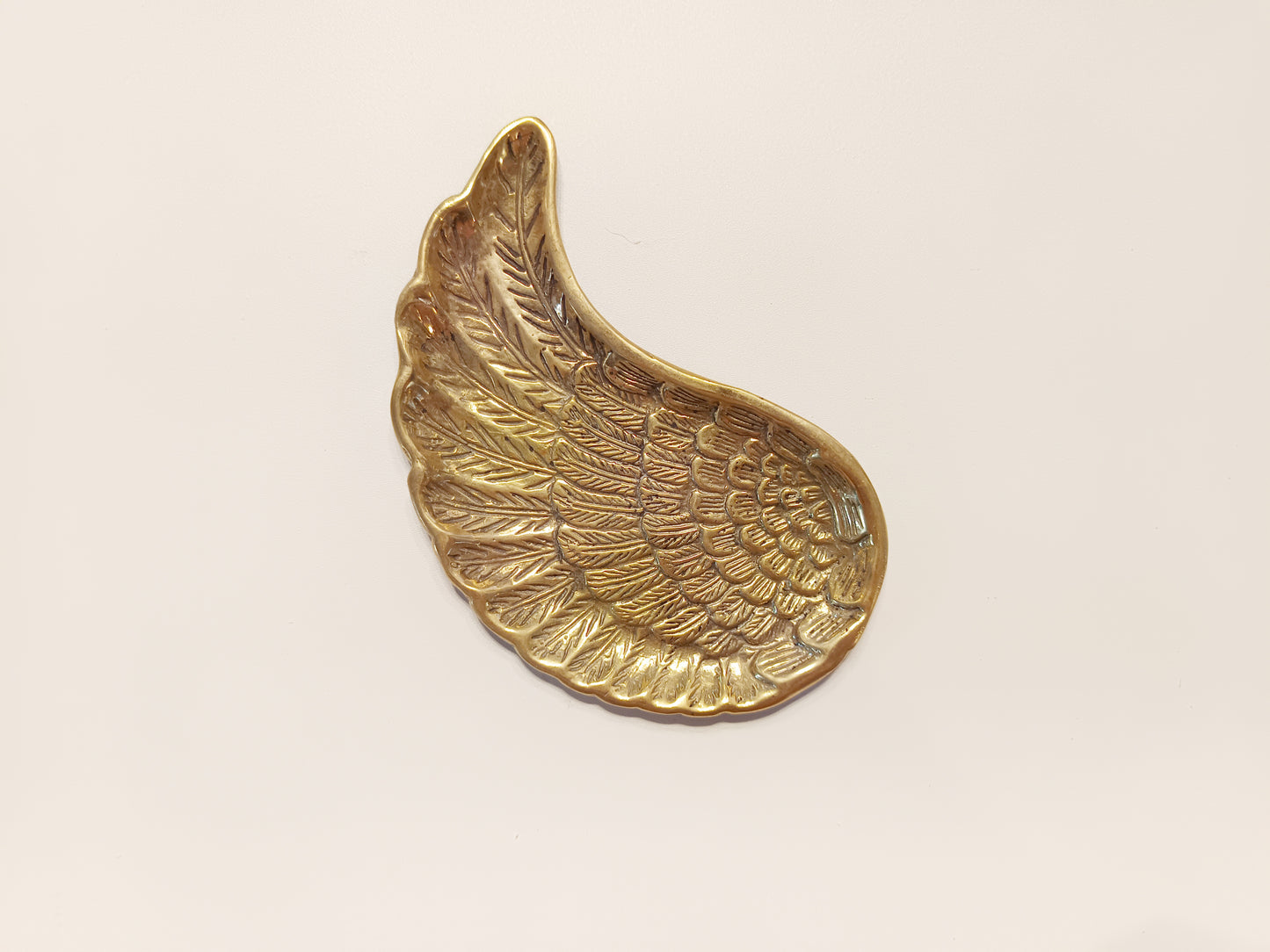Wing brass ring dish, antique brass trinket plate.
